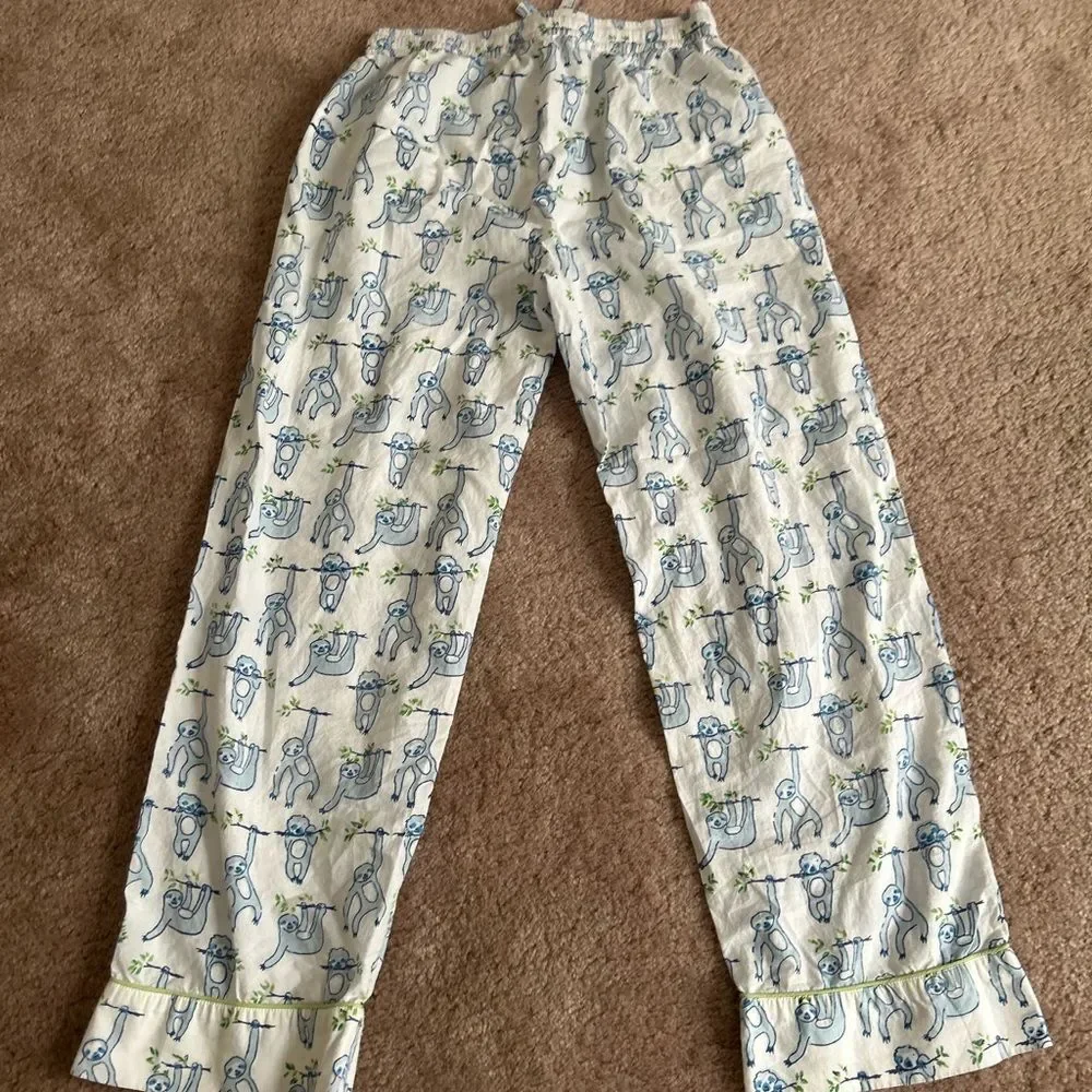 NEW NWOT Roller Rabbit Sleepy Sloth Liza Lounge Set Pants & Top Pajamas Size nXS